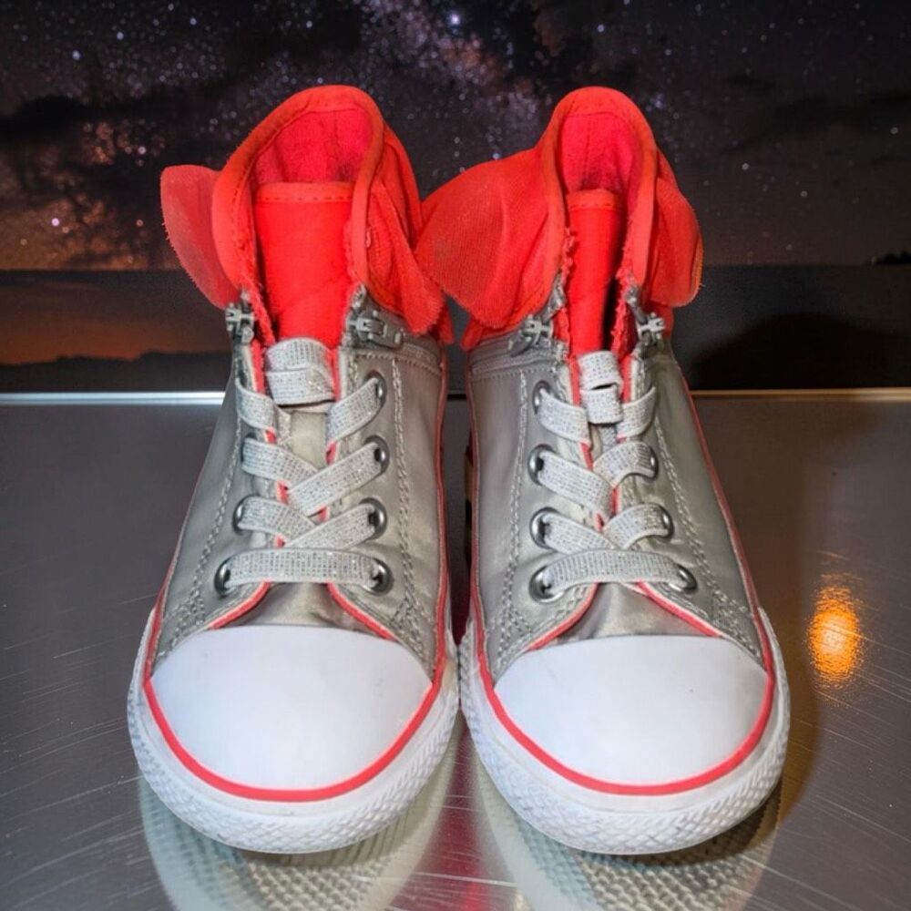 Toddler Converse Chuck Taylor All Star Block Party Pure Silver/Hot-Punch Size 9